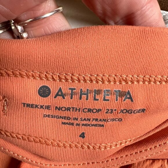 Athleta Trekkie North Crop Jogger Pants Size 4 Orange Travel Hiking Athletic - Picture 3 of 11